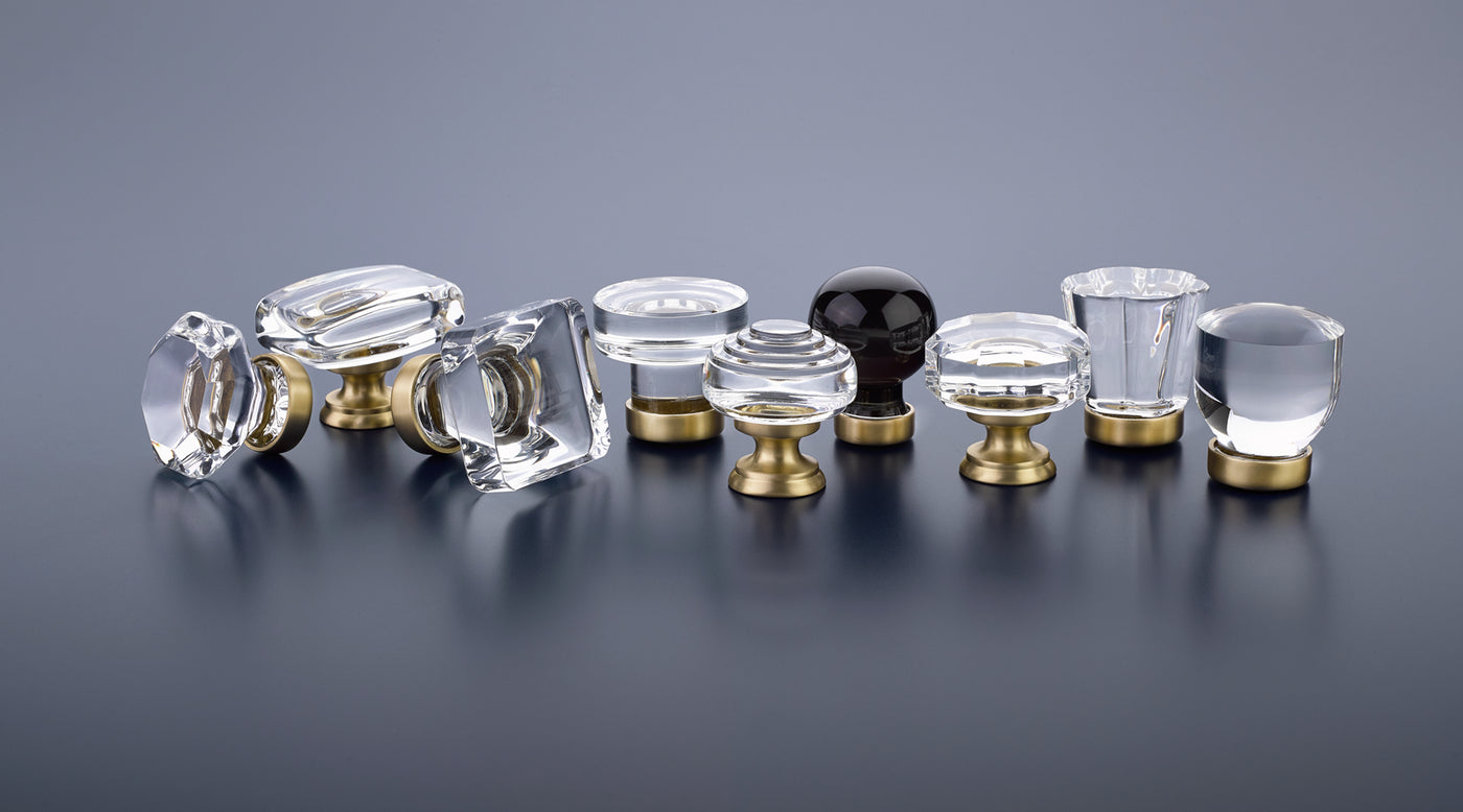 Crystal Cabinet Knobs with Satin Brass Bases