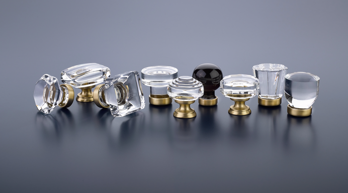 Crystal Cabinet Knobs with Satin Brass Bases