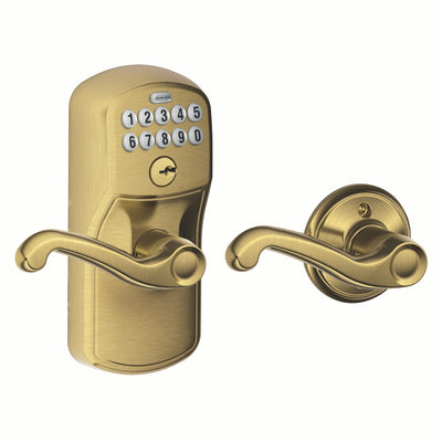 Schlage Keyed Lever and Flair Lever With Auto Lock Plymouth Trim