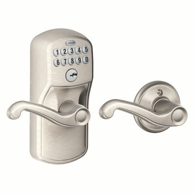 Schlage Keyed Lever and Flair Lever With Auto Lock Plymouth Trim