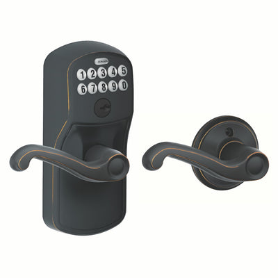 Schlage Keyed Lever and Flair Lever With Auto Lock Plymouth Trim