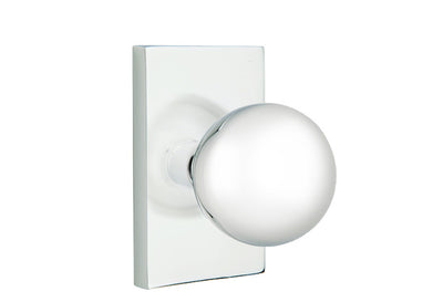 Emtek Orb Knob with Modern Rectangular Rosette