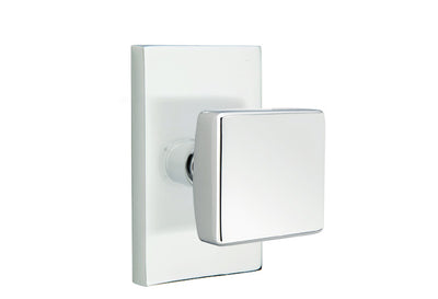 Emtek Square Knob with Modern Rectangular Rosette