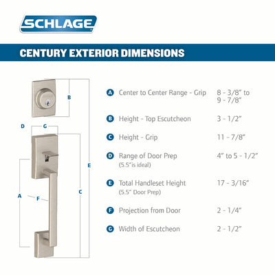 Schlage Century Front Entry Handleset with Merano Lever