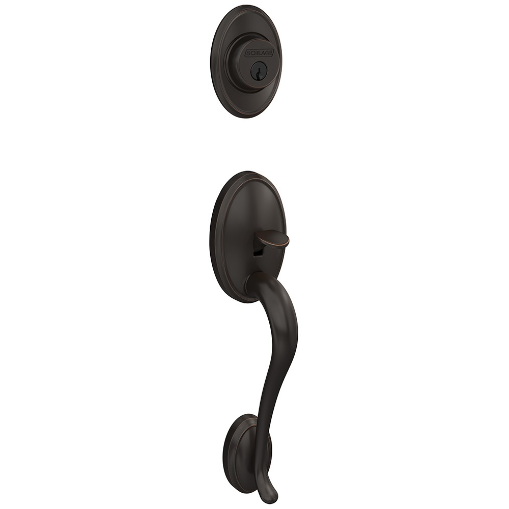 Custom Wakefield Aged Bronze Single Cylinder Door Handleset with Whitney Door Lever