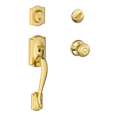 Schlage Camelot Front Entry Handleset with Georgian Knob
