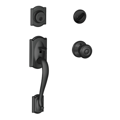 Schlage Camelot Front Entry Handleset with Georgian Knob