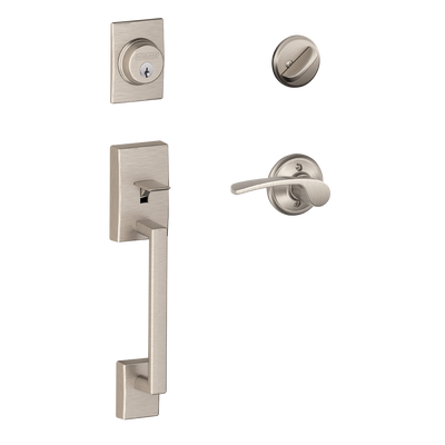 Schlage Century Deurhandgreepset - Enkel Cilinder, Linker Hendel, Verouderd Brons | Complete Set Met Nachtschoot