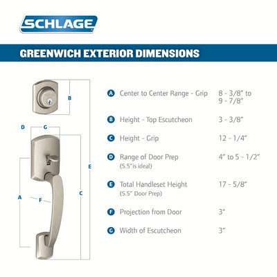 Schlage Greenwich Front Entry Handleset with Broadway Lever