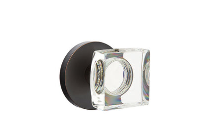 Emtek Modern Square Crystal Knob with Disk Rosette