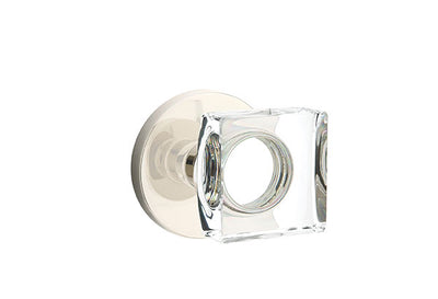 Emtek Modern Square Crystal Knob with Disk Rosette