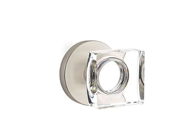 Emtek Modern Square Crystal Knob with Disk Rosette