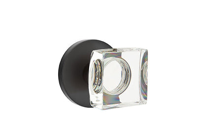 Emtek Modern Square Crystal Knob with Disk Rosette