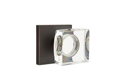 Emtek Modern Square Crystal Knob with Square Rosette