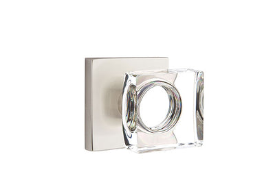 Emtek Modern Square Crystal Knob with Square Rosette