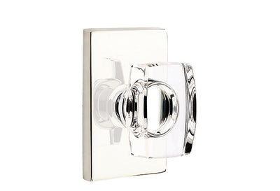 Emtek Windsor Crystal Knob with Modern Rectangular Rosette